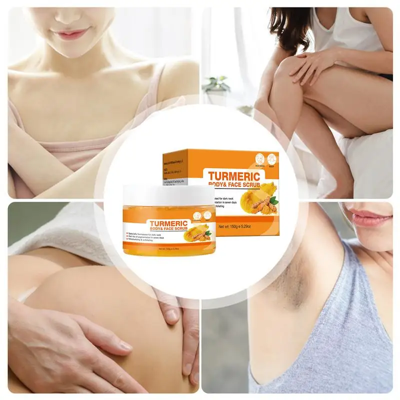 Peeling z kurkumą 5,29 uncji Głęboko oczyszczający nawilżający peeling do bikini do ciemnej skóry wewnętrznej Rozjaśniający peeling do twarzy i ciała