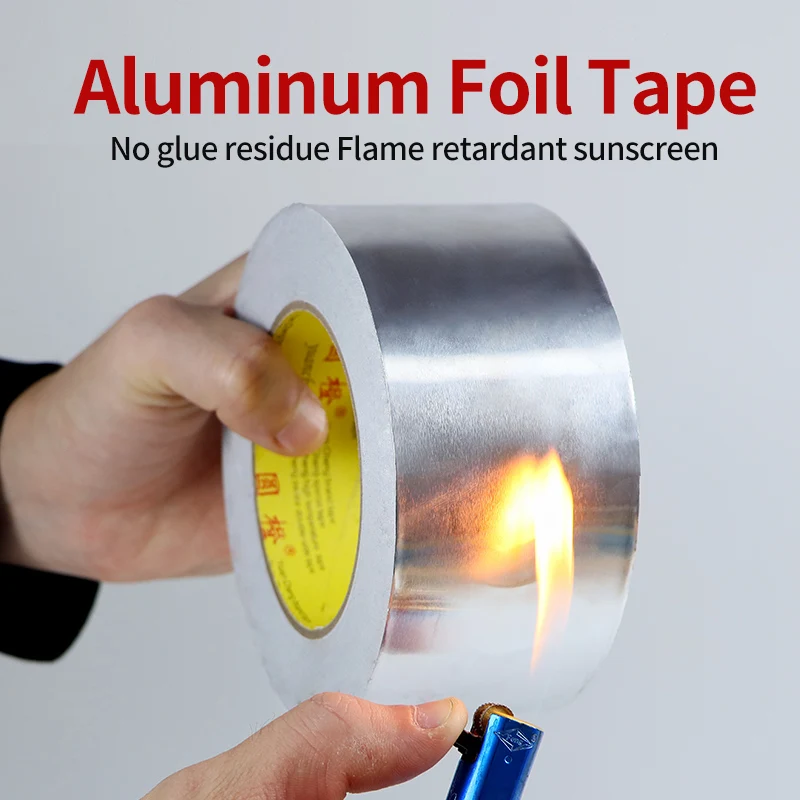 1 rollo de cinta de papel de aluminio resistente a altas temperaturas, impermeable y a prueba de aceite, ignífuga y a prueba de Sol, se puede romper a mano