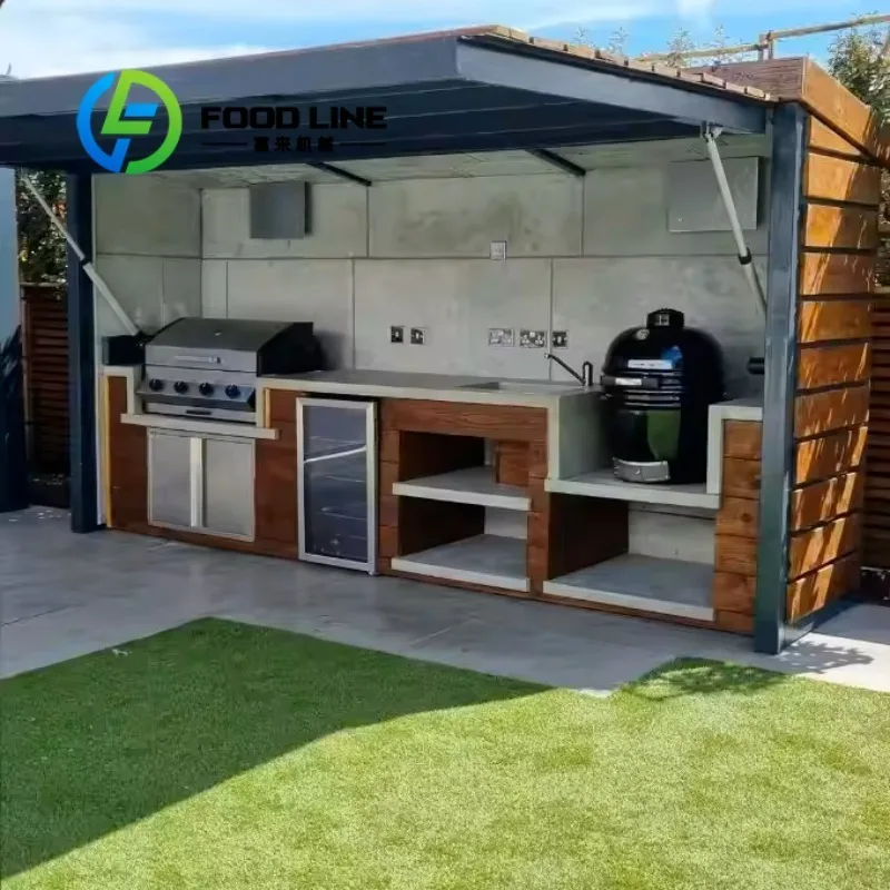 All in One Stainless Steel BBQ Kitchen with Canopy  Windproof  Rustproof & Weather-Resistant Idea for Family Party customize