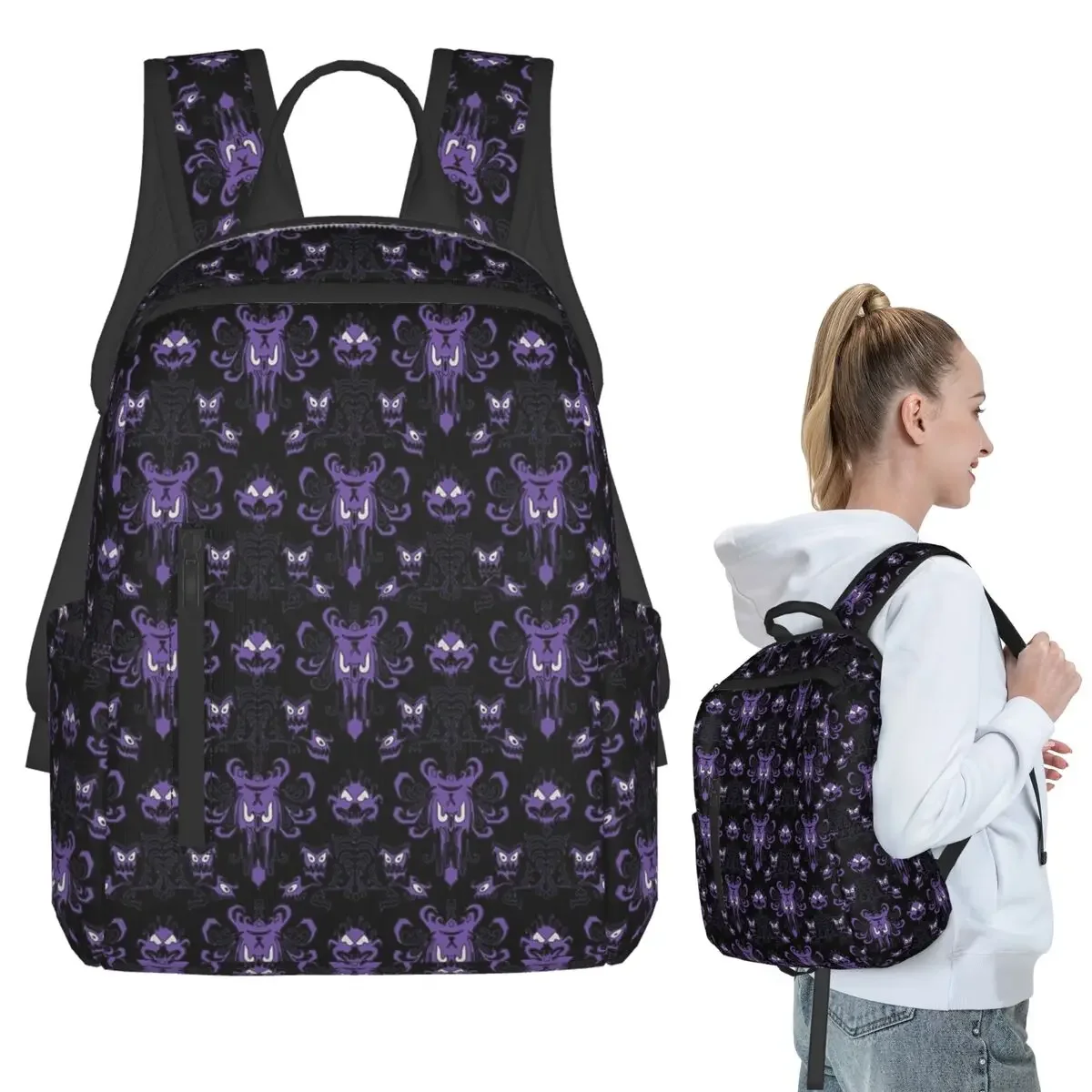 

Haunted Mansion Contrast Backpack Student Boys Girls BookBag Children School Bag Computer Shoulder Bags for Men Women