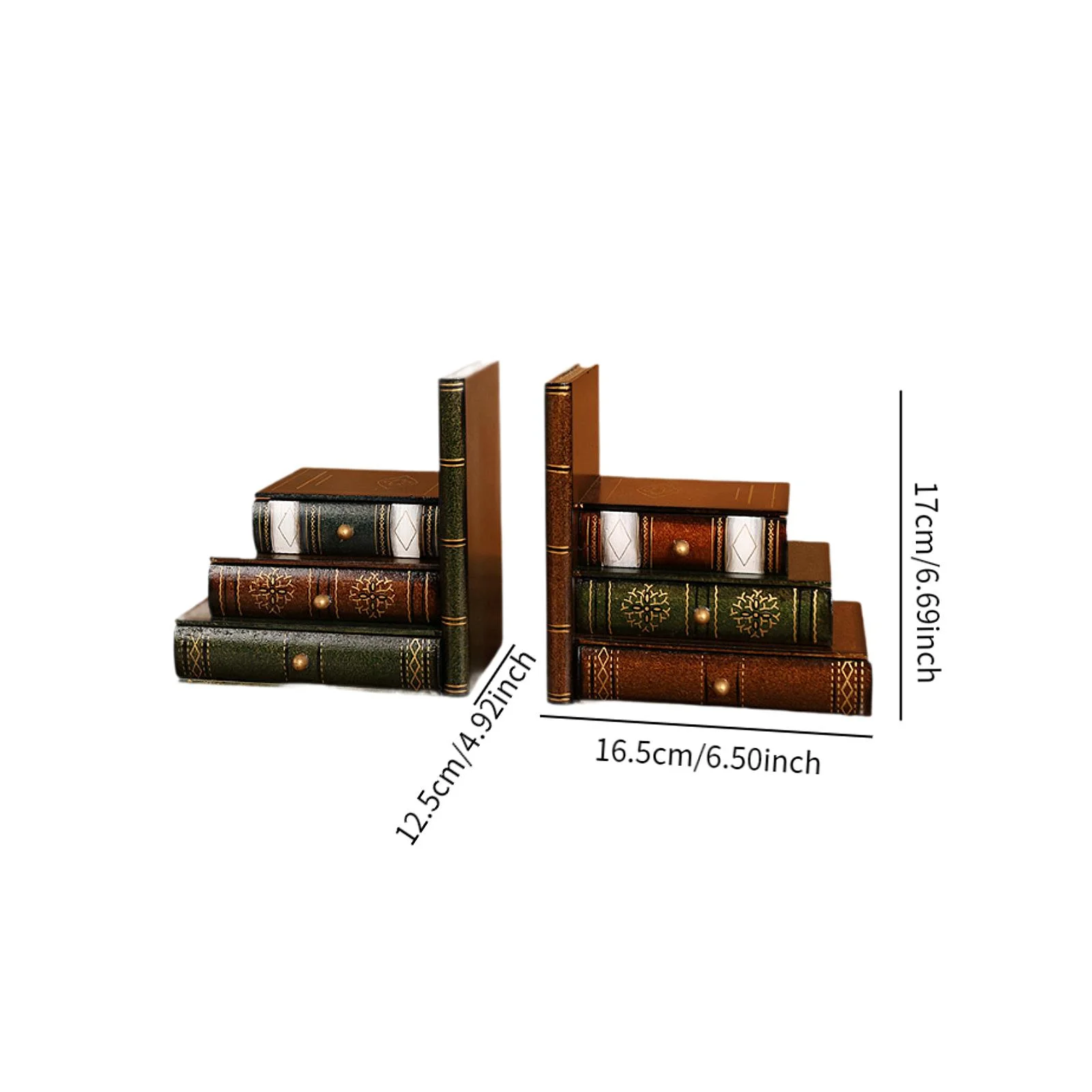 2 Stuks Nep Boek Ornament Boekensteunen Houten Met Opbergladen Boek Houders Boek Stoppers Voor Thuiskantoor Slaapkamer Desktop Decor