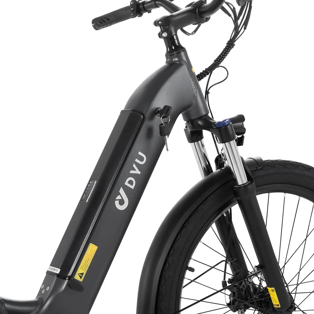 DYU-C1 elektrische fiets met 350W motor, 36V 10Ah accu, 26x2,5-inch all-terrain banden, topsnelheid 25 km/u, maximaal cruisebereik