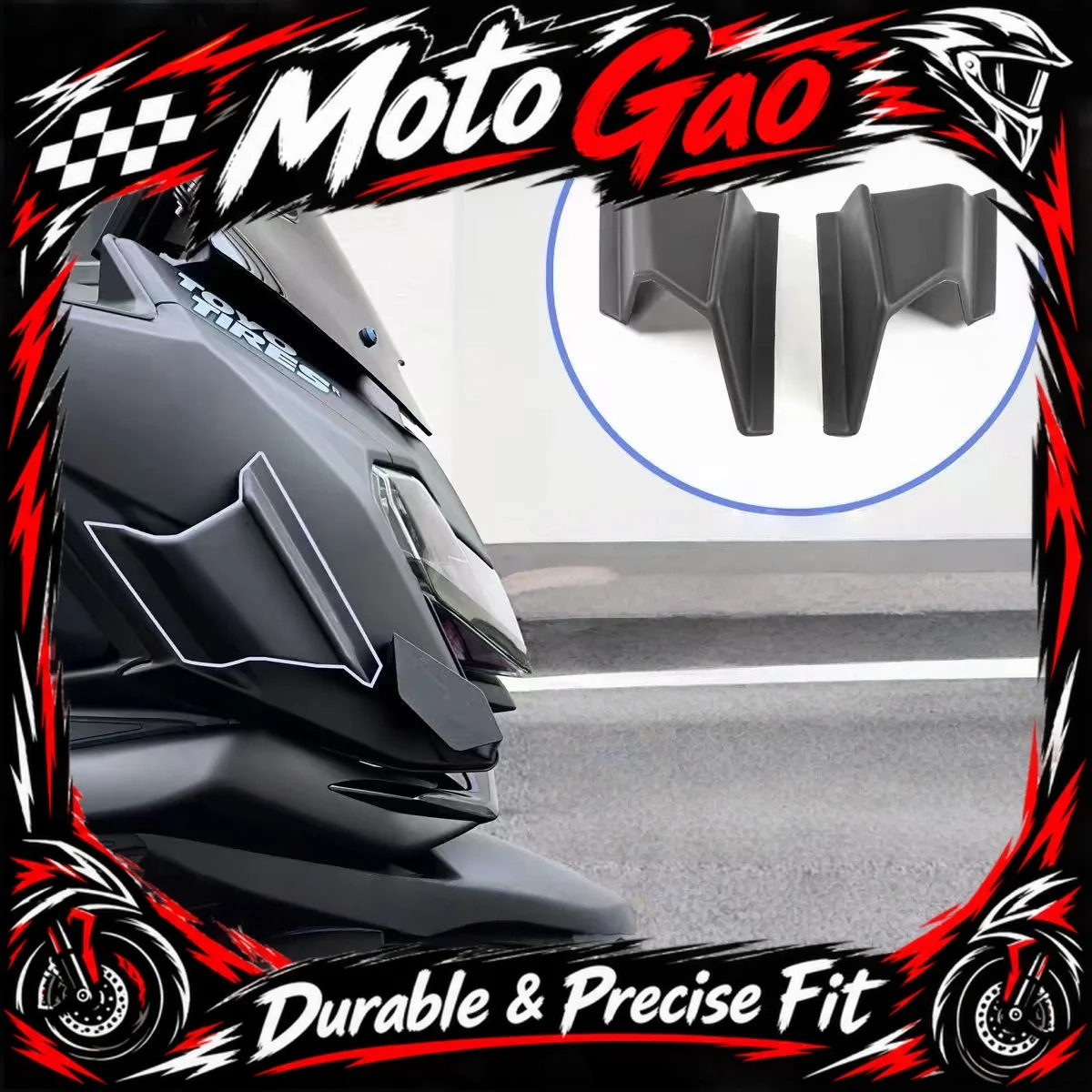 【Precise Fit】For Zontes 150X — Racing-Style Blacked-Out Front Fairing, Wide-Body Winglet & Air Deflector Modification Kit