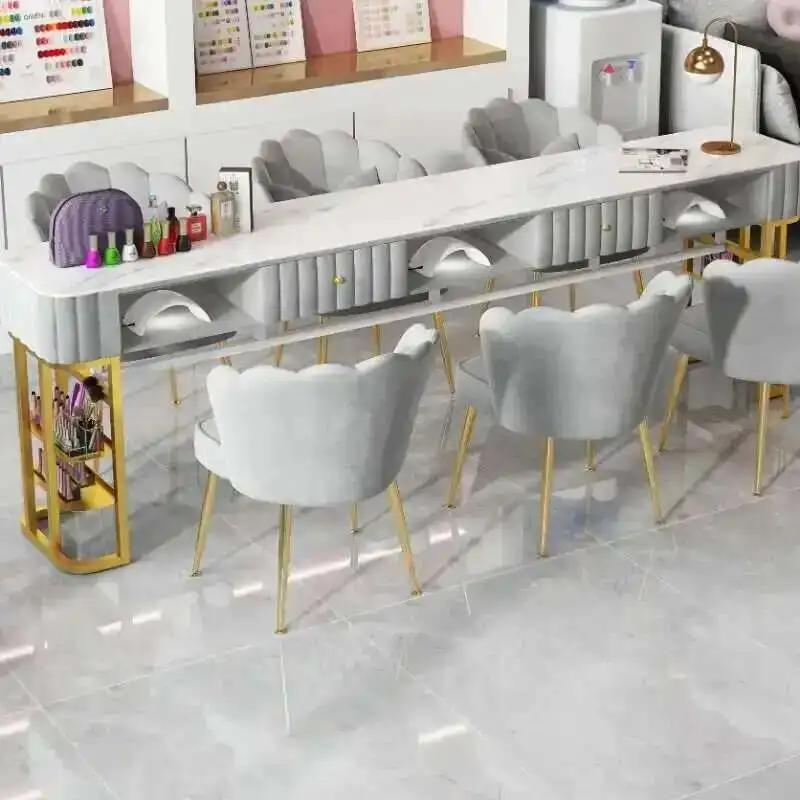 

Minimalist Grey Manicure Table Slate Vanity Nordic Modern Nail Table Speciality Design Mesa Manicura Salon Furniture YX50ZJ