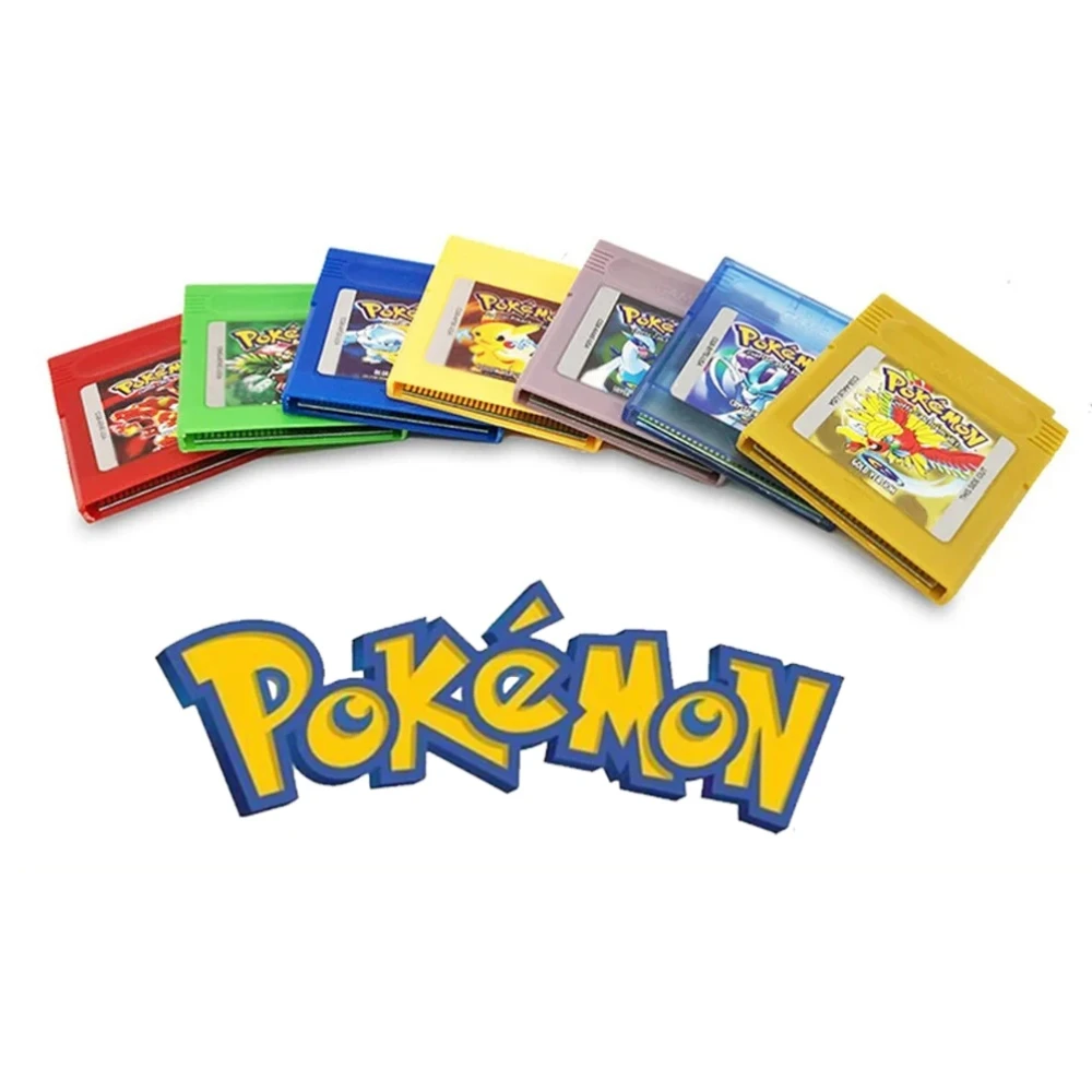 خرطوشة ألعاب GBC من سلسلة بوكيمون اللغة الفرنسية 16 بت بطاقة وحدة تحكم ألعاب الفيديو أصفر أزرق كريستال ذهبي فضي أحمر لعبة هدية