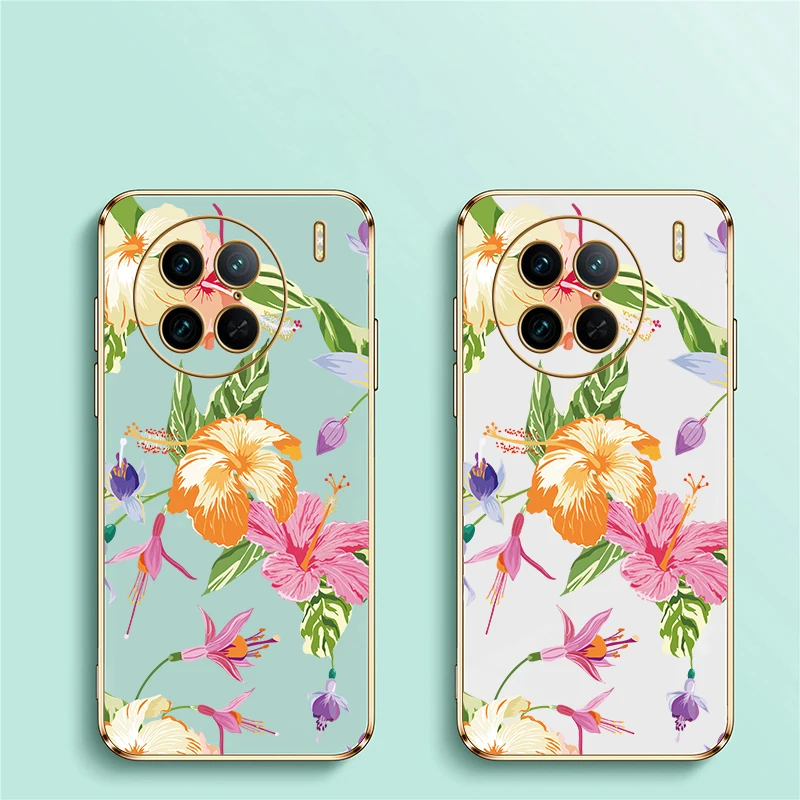 سيليكون زهرة طباعة جراب هاتف ل Vivo Y100 5G Y53S Y55S Y72 Y71 Y70 Y67 Y77T Y95 Y93 Y91i Y81 Y78 Y73 تصفيح غطاء ناعم #6