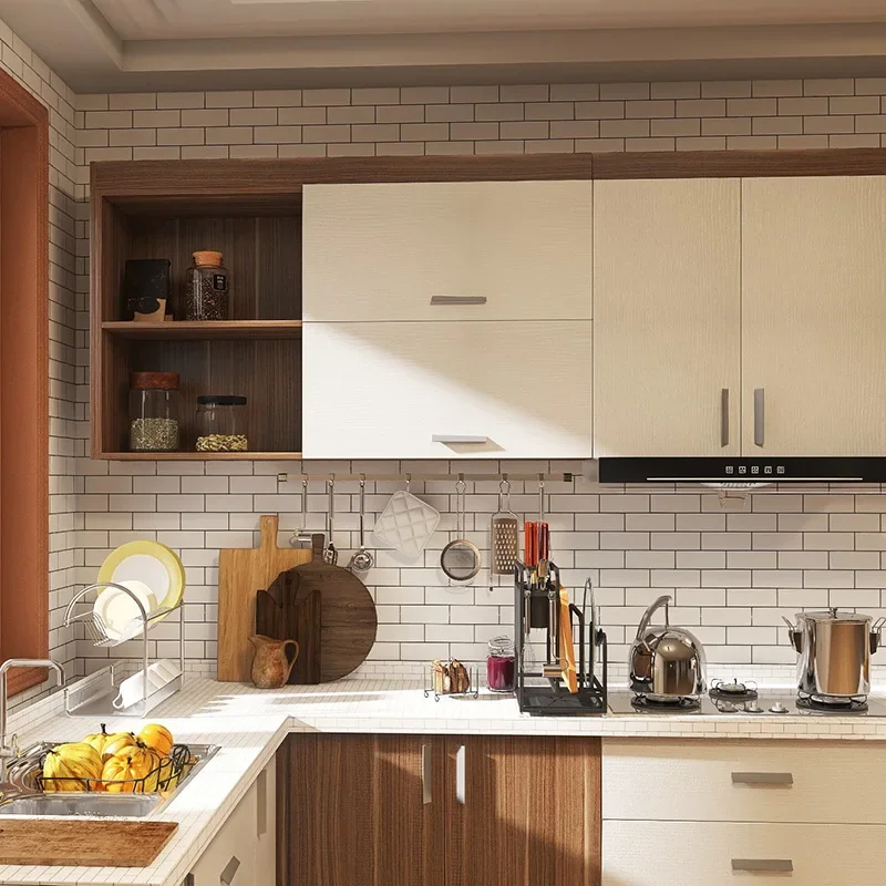 Black and White Lattice Kitchen Self-adhesive Wallpaper Waterproof Wall Sticker Stove Tile PVC Wall Decals Wall Art Decor