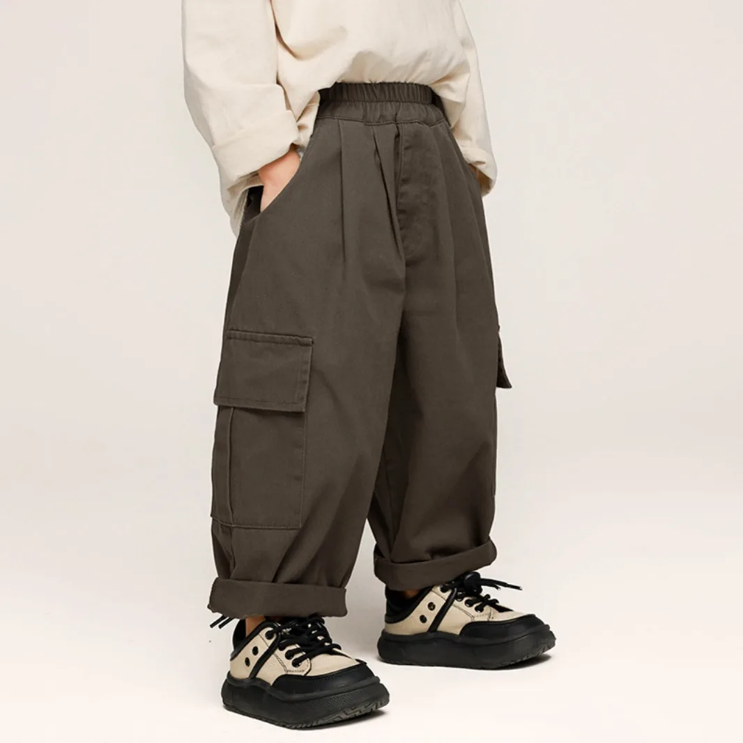 Children's clothing boy's work trousers spring spring autumn trousers in small and medium children cotton trousers