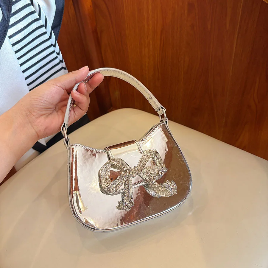 

Celebrity temperament diamond-encrusted bow sweet dinner bag light luxury high-end hand bag