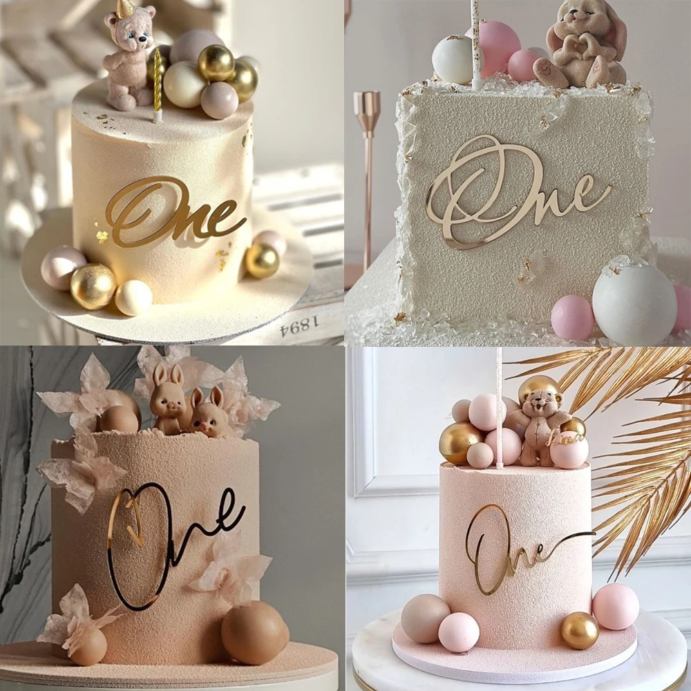 Hochwertige Acryl-Kuchendekoration für Jungen und Mädchen, Baby-Erstgeburtstag, goldener Kuchenaufsatz für Kindergeburtstagsfeiern – Detail 2