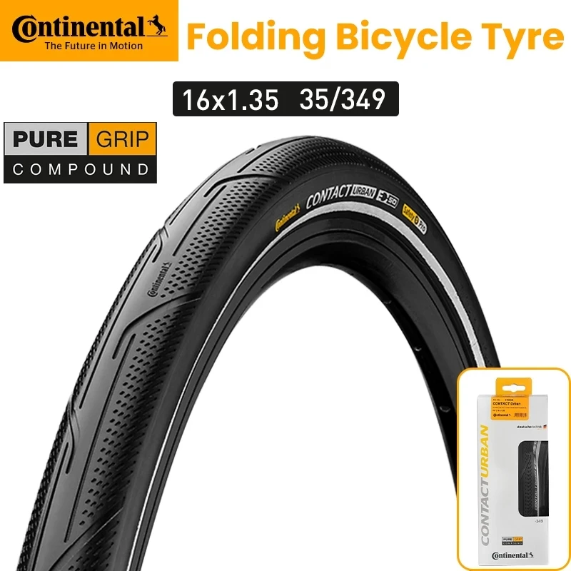 Continental Bike Tire Contact Urban 16 x 1.35 35/349 Stab-proof Bicycle Foldable Tire for Folding Bike with Reflective Strip