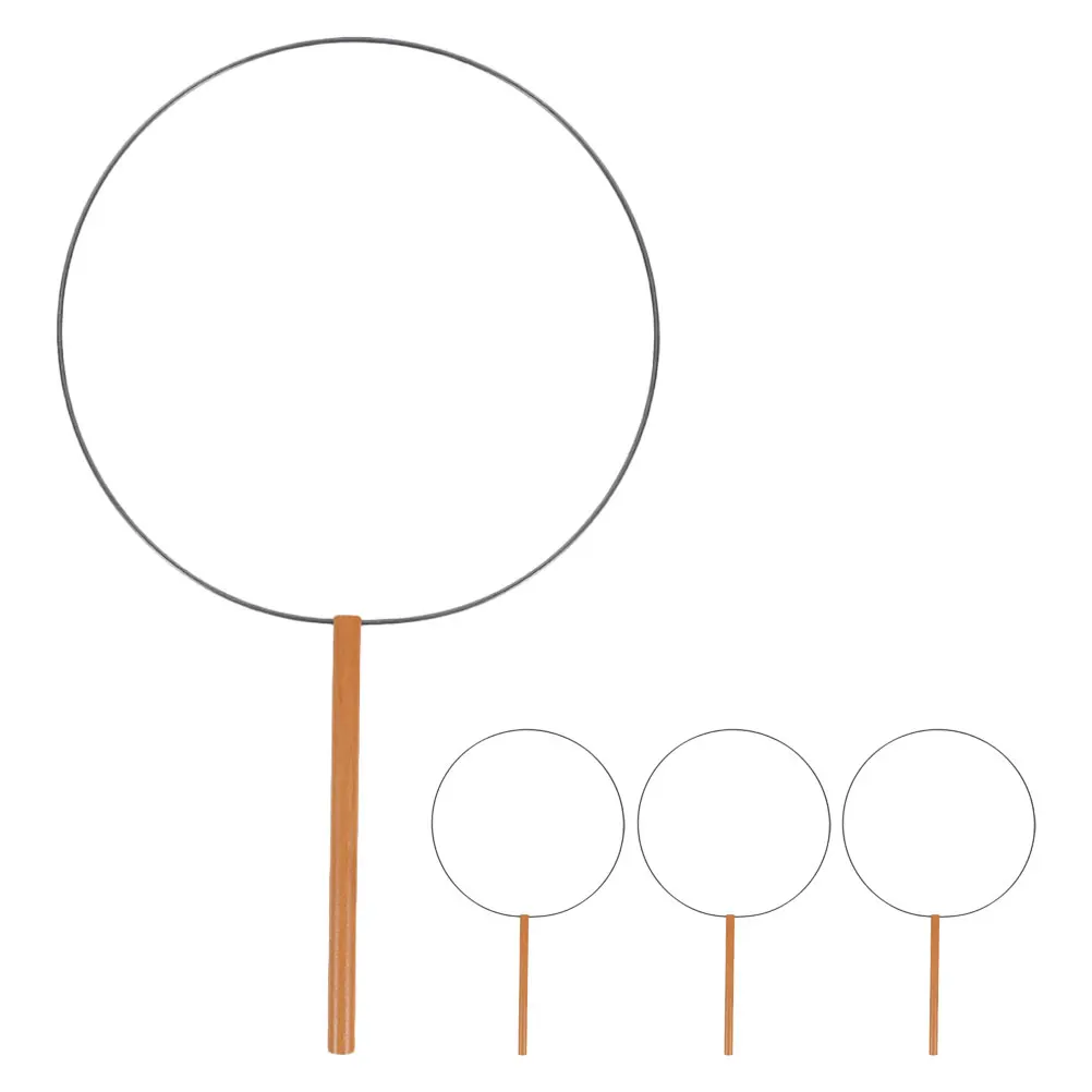 

4pcs Handheld Frame Short Handle Chinese Round Fan For Diy Crafting Hanfu Party Home Decoration Unfinished Craft