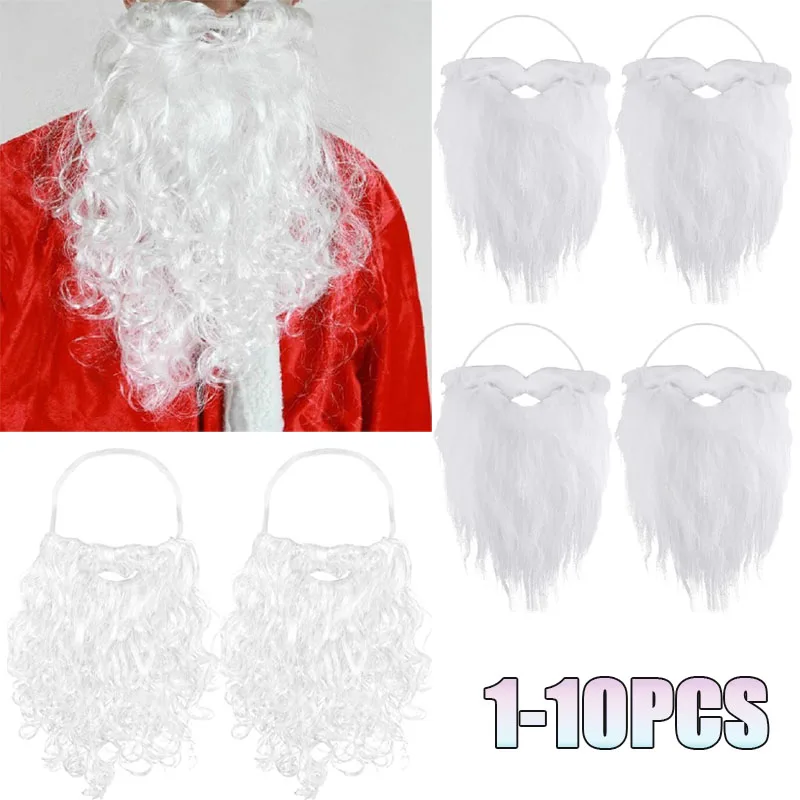 Realistic Santa Claus Beard Adjustable Curly Fake Costume Accessory Prop for Xmas Holiday Party Dress Up Cosplay Decoration Fun