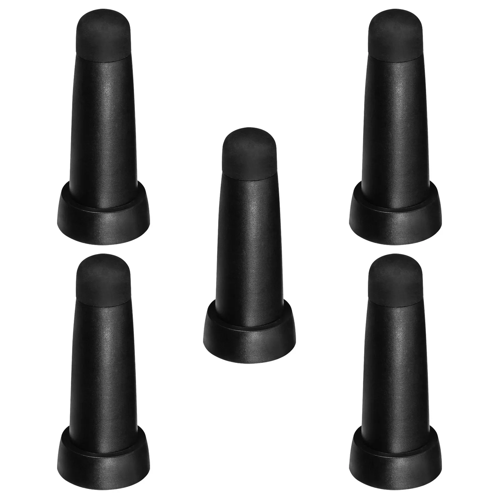 Solid Black Conical Rubber Parasol Tip Cap 5Pcs Wearproof Replacement Finial For Outdoor Market Canopy Patio Umbrella Repair Use