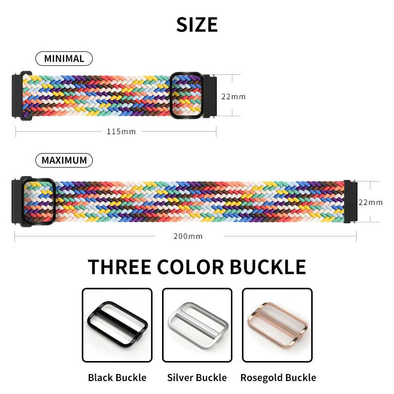 Braided Solo Loop Fabric Nylon Elastic Band For HUAWEI GT3 Pro 46mm Strap For GT2 Adjustable Buckle Watchband bands