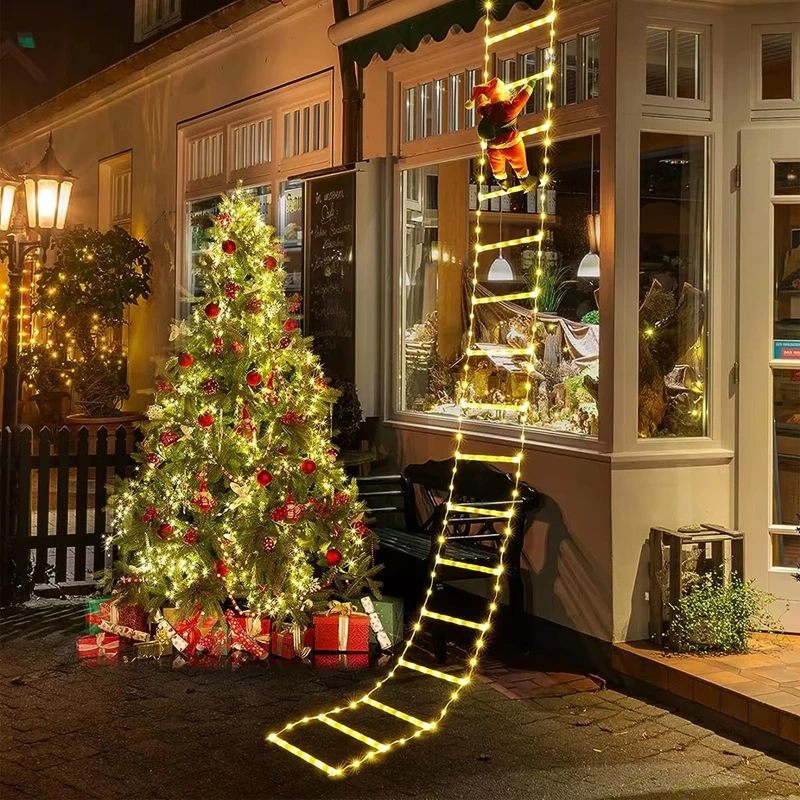 Christmas LED Santa Claus Climbing Ladder Light USB Plug 8 Flashing Modes Home Navidad Party Decoration Xmas Tree Wall Window