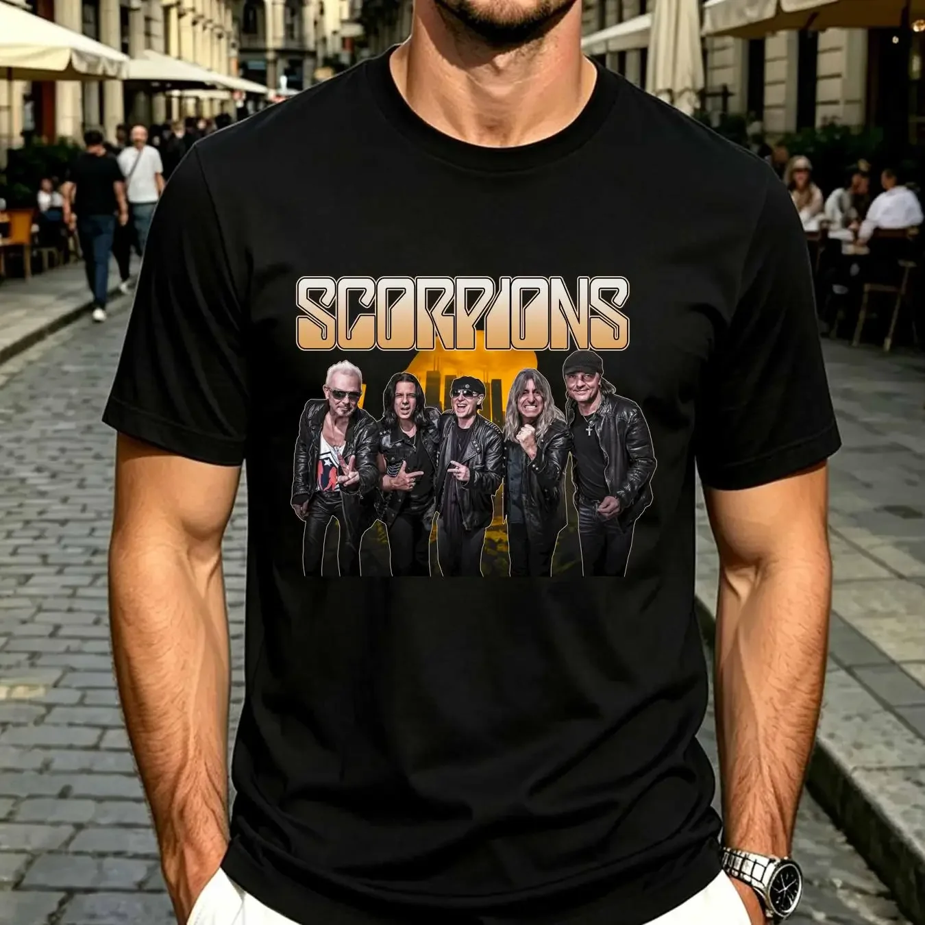 washed T Shirt scorpions city photo 2017 tour vintage Washed Stylish Casual Top For Everyday Wear Versatile streetwear homme