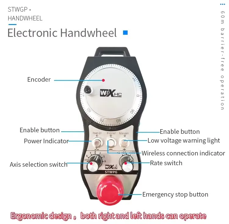 6 Axis Wireless Electronic MPG Handwheel Hand Pulse Generator CNC Controller Machining Center