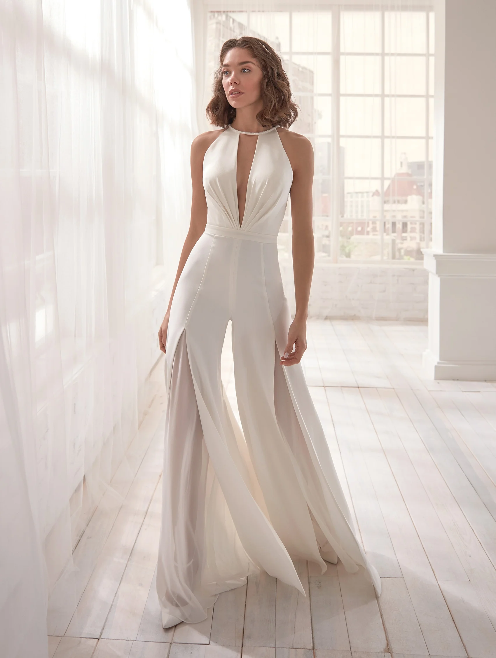

New High-end Young Sexy Club Hollow Out Fresh White Backless Elegant Free Women's High Waist Wide Leg Jumpsuits