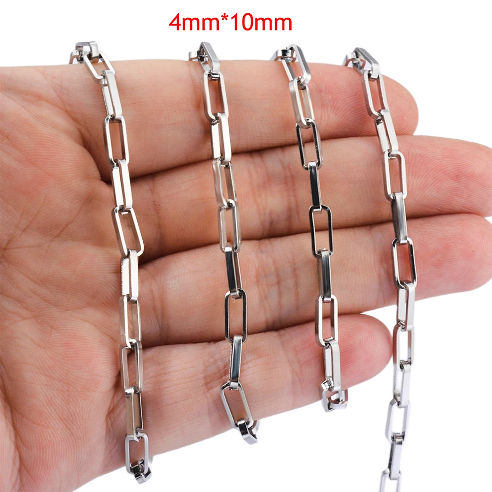 Wholesale 1m/lot Stainles Steel Width 4mm Box Chain for Women Necklace Bracelet Anklet Making Supplies