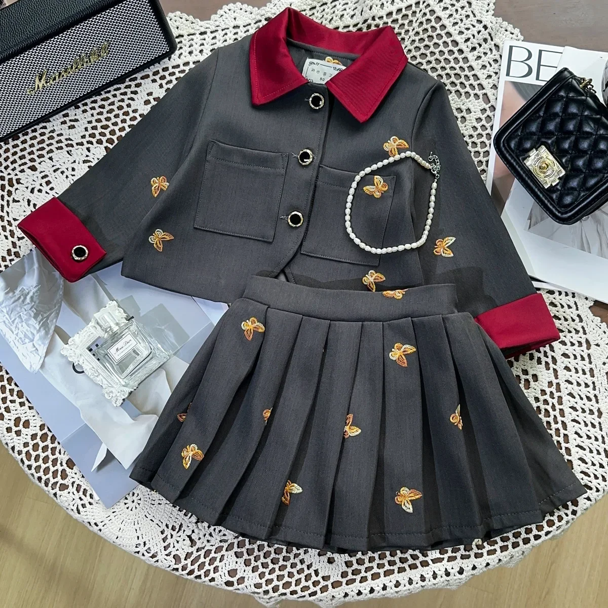 

Spring and Autumn New Style Suit Coat Half Skirt Two Piece Set Toddler Girl Clothes Girls Fashion Skirt Set