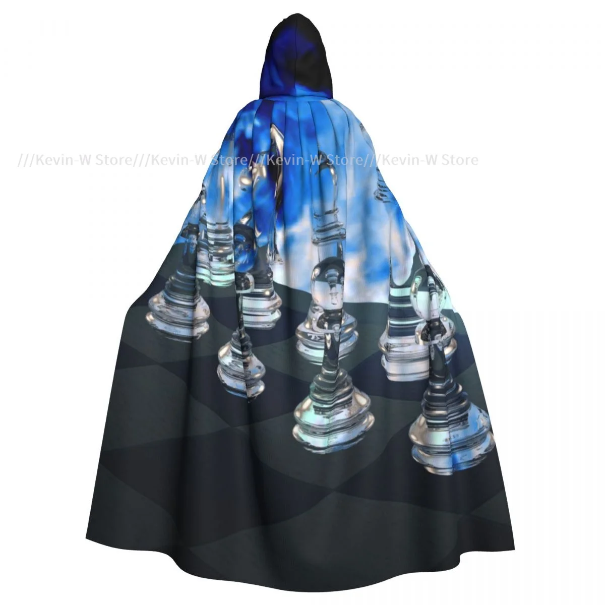 Unisex Witch Party Reversible Hooded Adult Vampires Cape Cloak Chess Fire