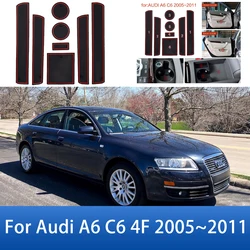 For Audi A6 C6 4F 3th Gen 2005 2006 2007 2008 2009 2010 2011 Anti-Slip Mat Gate Mats Cup Door Groove Pads Car Auto Accessories