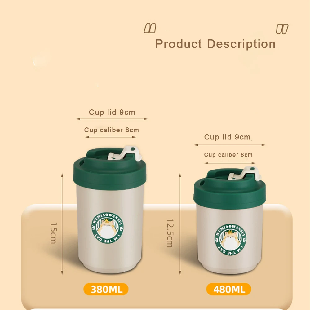 Stainless Steel Coffee Mug Double Layer Cup with Lid Water Cup Accompanying Mug Gift Temperature Portable Vacuum Flasks Cup