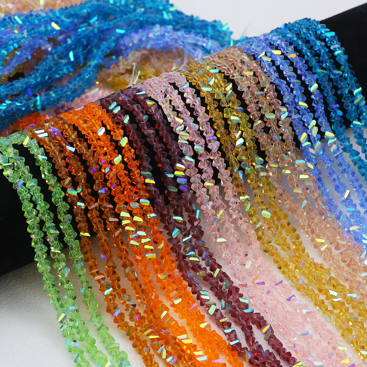 6mm Multi-color Translucent Triangle Crystal Glass Spacer Loose Beads for Jewelry Making Bracelet DIY Earrings Accessories