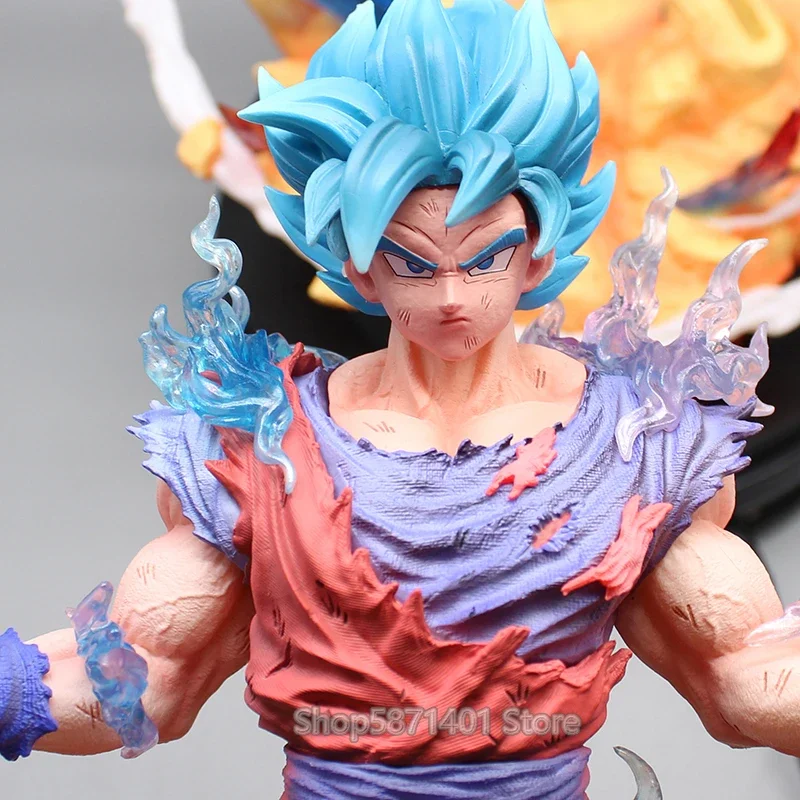 Anime Kaiouken Goku Dragon Ball Figures Super Saiyan Blue Hair Son Goku Action Figures 39cm PVC Collection Model Ornament Toys