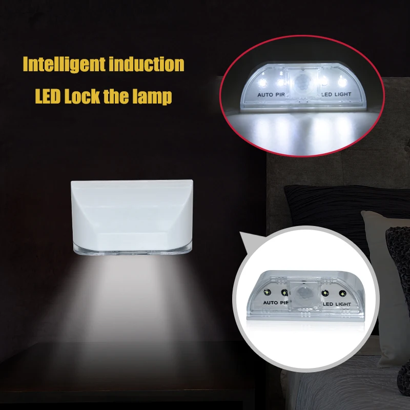 LED Door Lock Lamp com Sensor de Movimento, Detector Inteligente, Keyhole, Cozinha, Escada, Gabinete de Luz, Casa, Parede