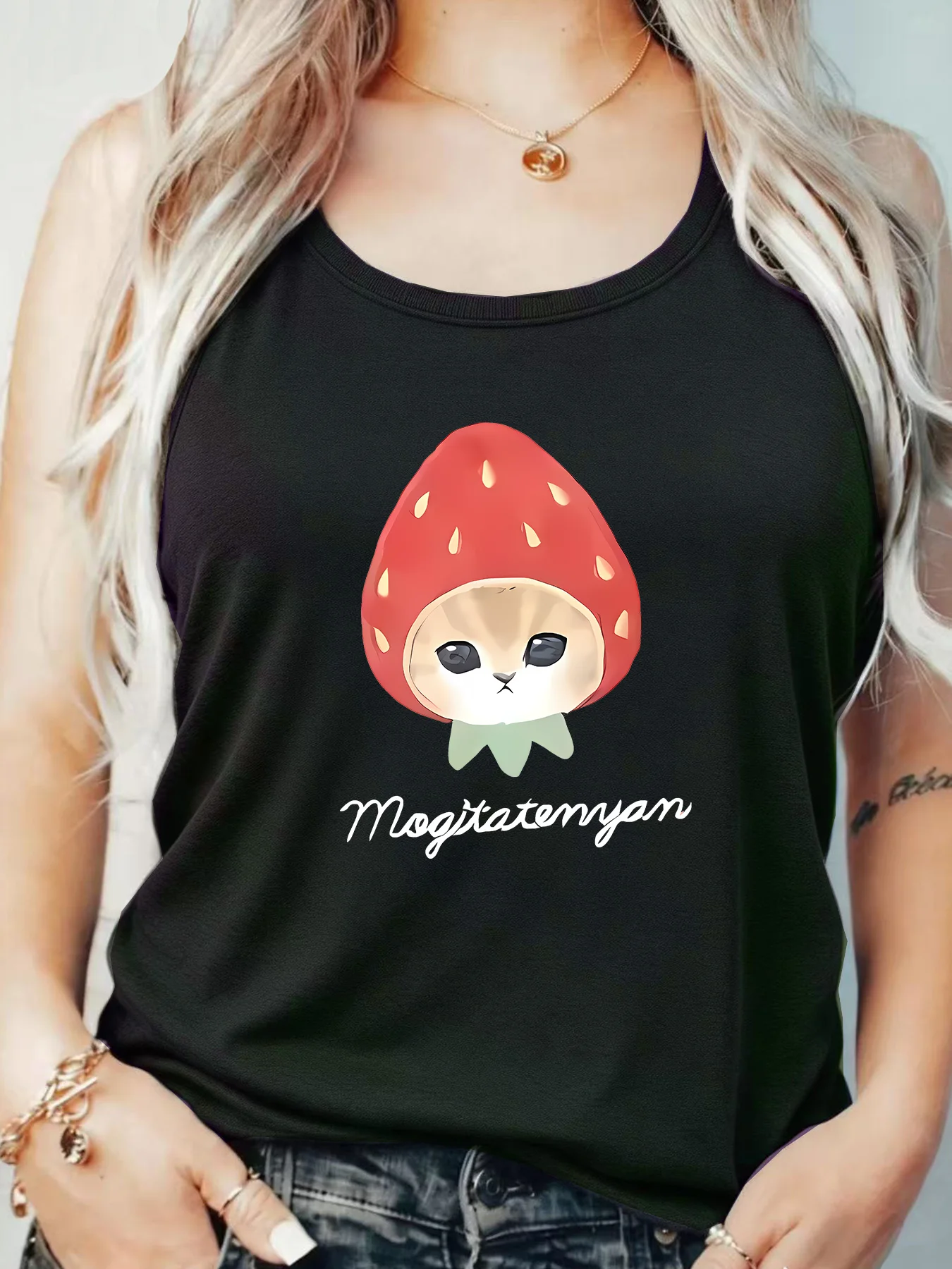 

Loose Fit Printed Pocket T-Shirt for Women with Ribbed Collar round Neck 1-8XL plus Size Comfortable Casual Vest