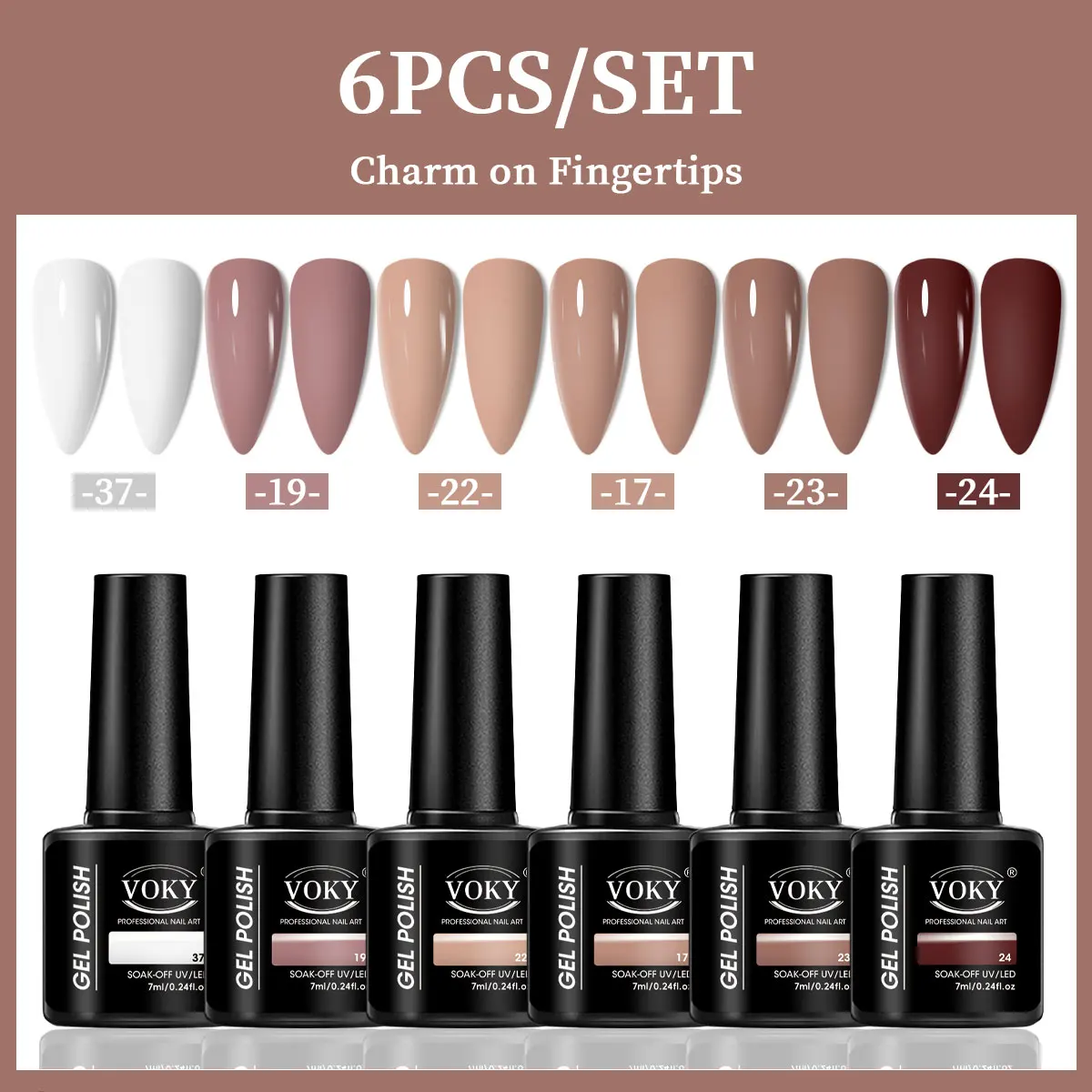 VOKY 6-delige set nagelgel, seizoensgebonden modieuze nagelgel, het perfecte cadeau voor dames om tijdens festivals te geven