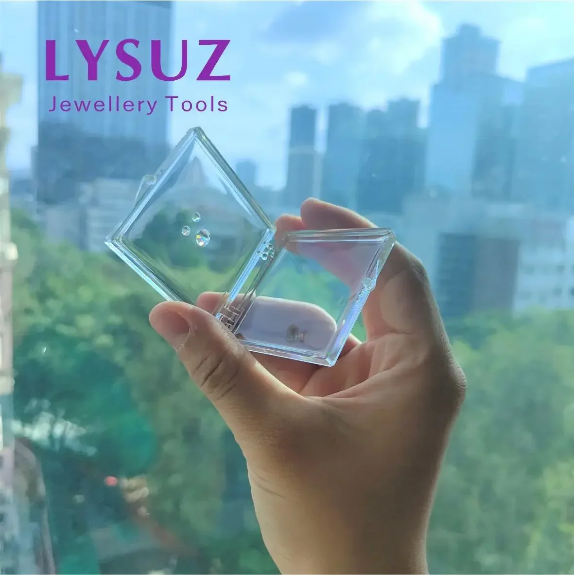 Scatola di gemme adesive scatola di esposizione di diamanti vetrina vassoio di imballaggio gioielli acrilico appiccicoso piccola modellazione di pietre preziose