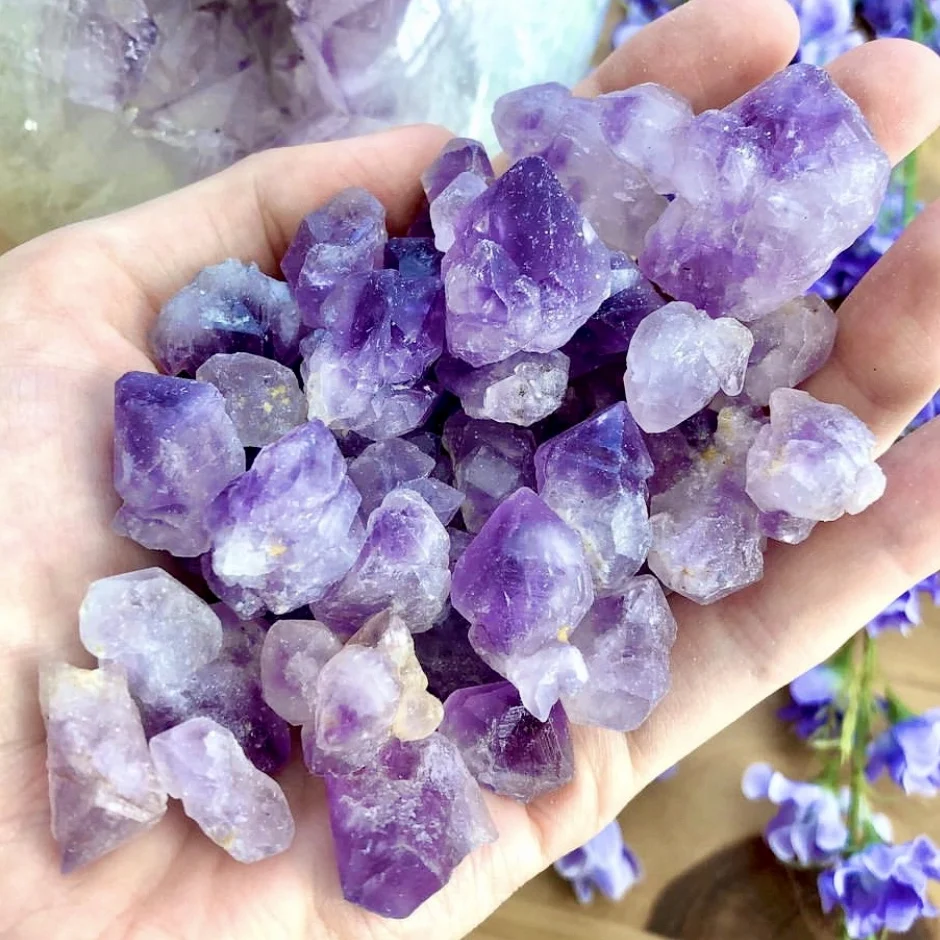 100g Natural Rough Raw Amethyst Geode Crystal Quartz Stone Rock Mineral Specimen Tumbles Tank Fish Home Decoration