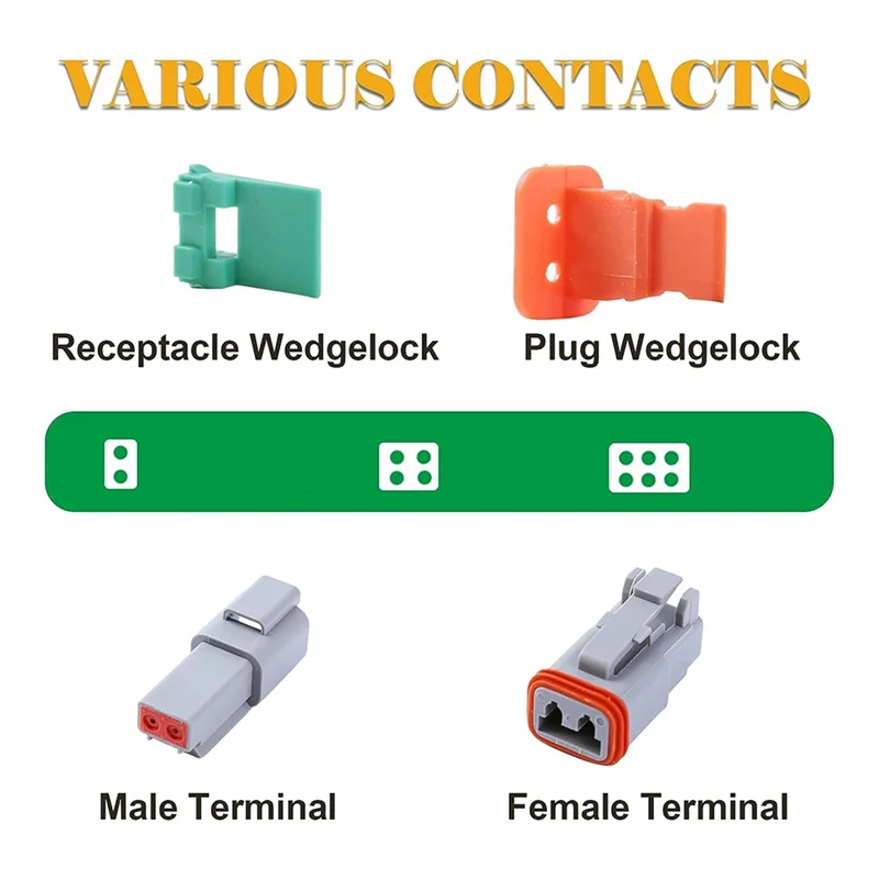

ABLG 5 комплектов 6-контактных разъемов DT, водонепроницаемый разъем DT, штампованные контакты размером 16, уплотнительные заглушки для автомобиля, грузовика, мотоцикла