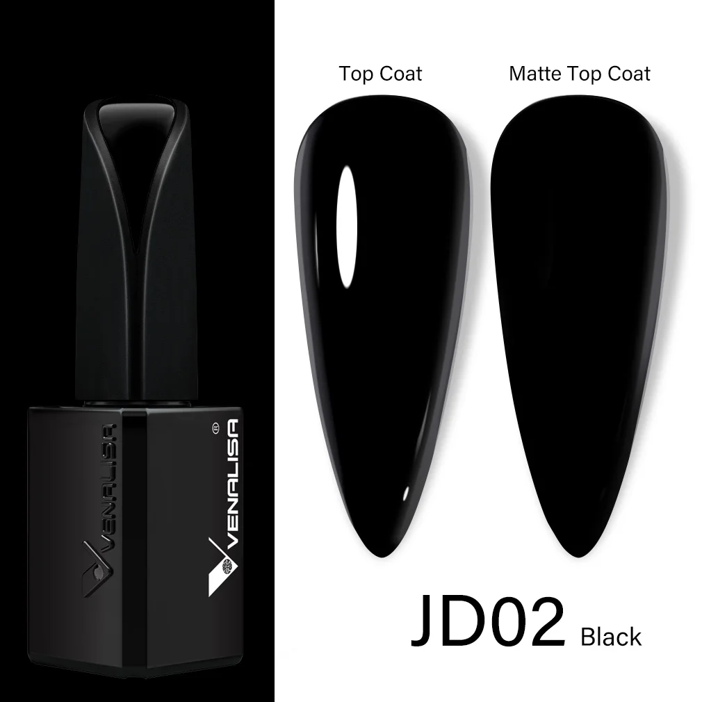 15ml VENALISA Super Nail Gel Polish Color Gel Nail Lacquer Soak off UV LED Gel Pure Black White Color Gel Silk Matte Top Coat