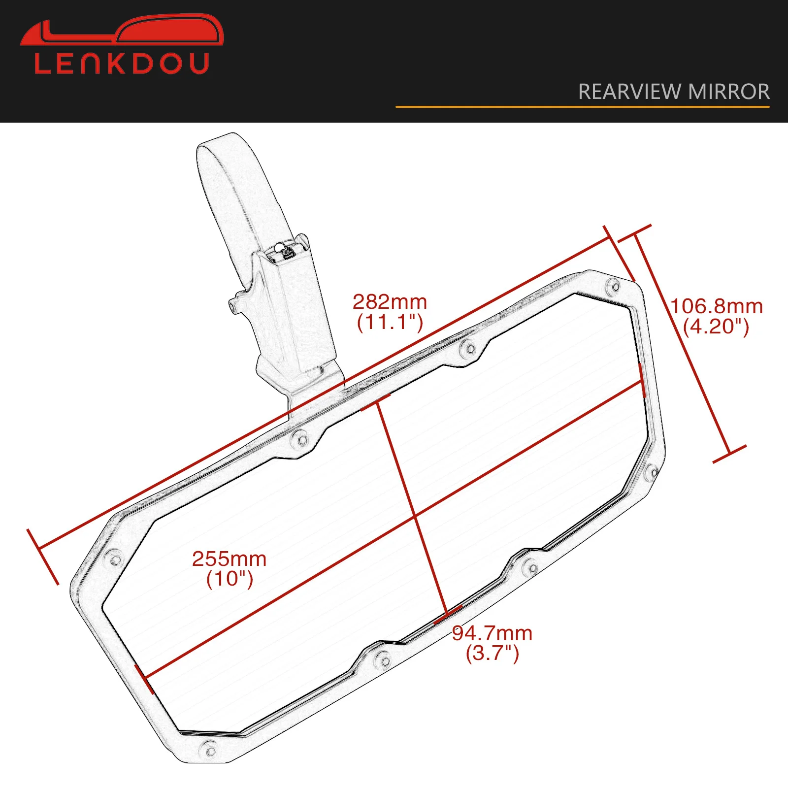 1.5"-2" Roll Bar Black UTV Rearview Mirror Center Mount For Polaris RZR Can-Am Maverick X3 Arctic Cat
