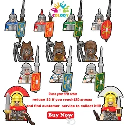 Children's Building Block Toys New Medieval War Roman Soldier Legion Weapon Action Doll Set Birthday Gift