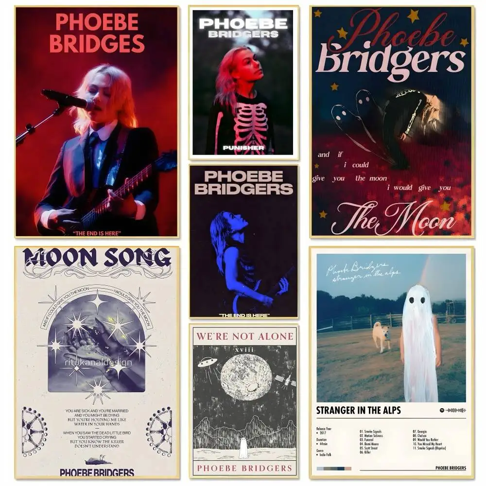

American Singer P-phoebe Bridgers Poster High-Quality Aesthetic Wall Painting Stickers For Dormitory And Living Room Decor