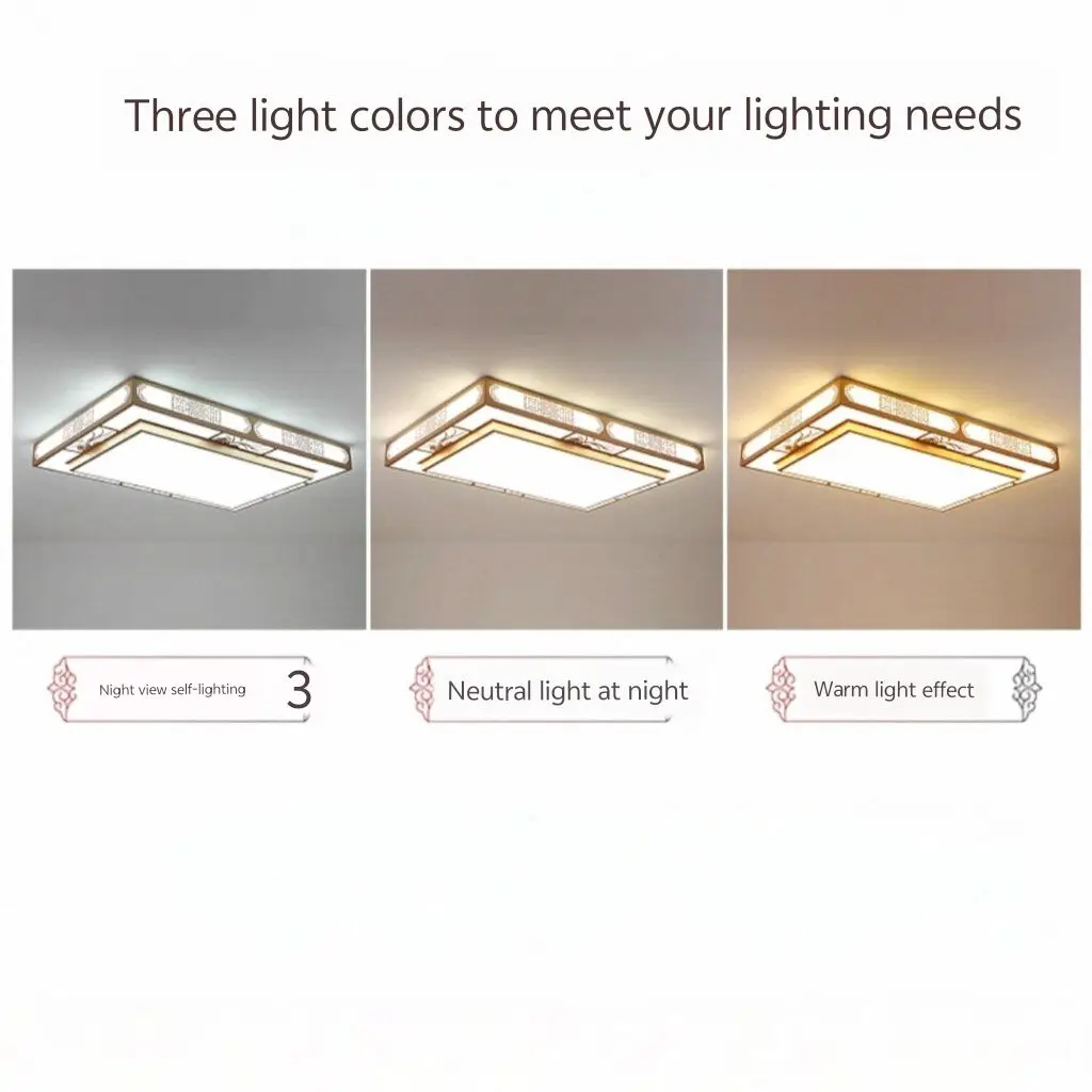 New style traditional Chinese ceiling lamp, ironware living room and bedroom lamp, square ancient Chinese style lamp