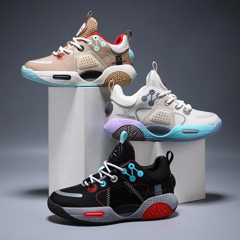 Kids Boys Basketball Shoes 2023 Athletic Running Sports Shoes Tennis Casual Lace Up Children Boys Sneakers