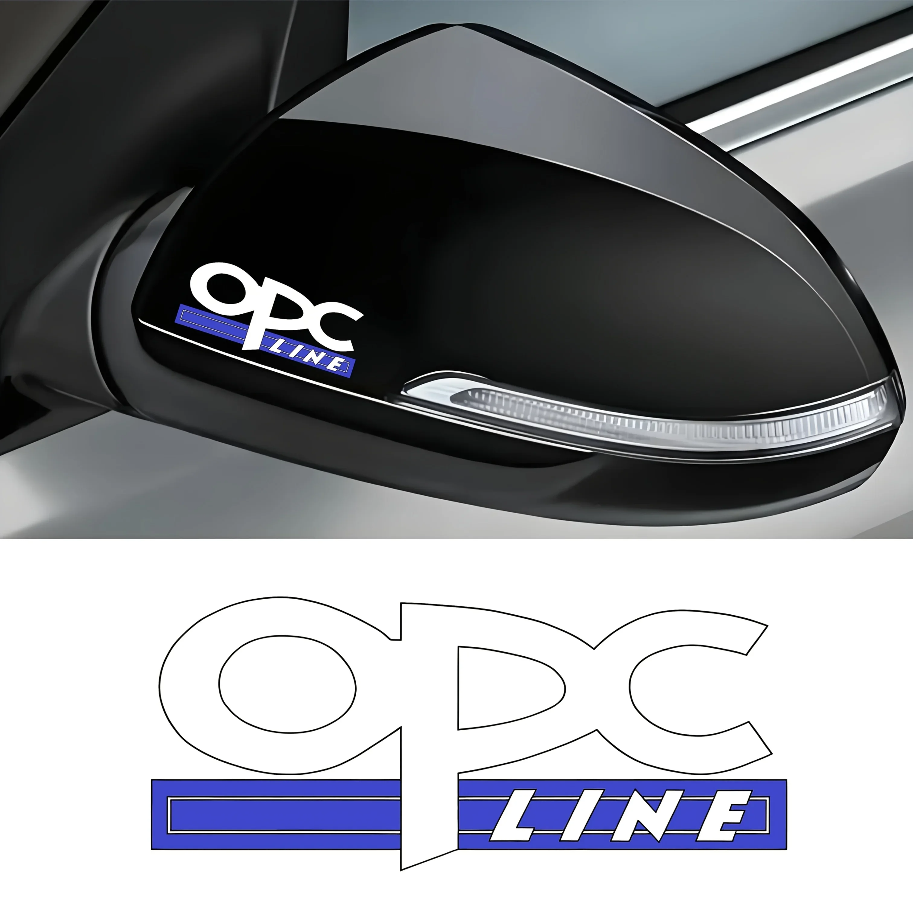 قطعتان من ملصق "OPC Line" لدراجة نارية السيارة، ملصق شعار العلامة التجارية الرياضية، ملحقات التخصيص الخارجية للسيارات #2