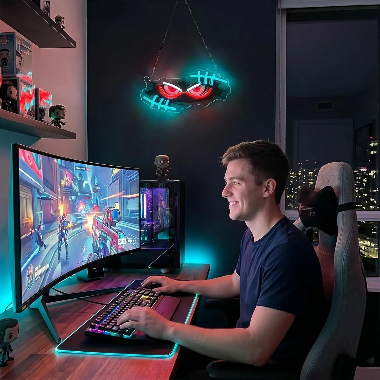 Devil Eyes Neon Sign USB Dimmable LED Lights For Gaming Room Esports Room Man Cave Indoor Home Decoration Gifts For Game Lovers