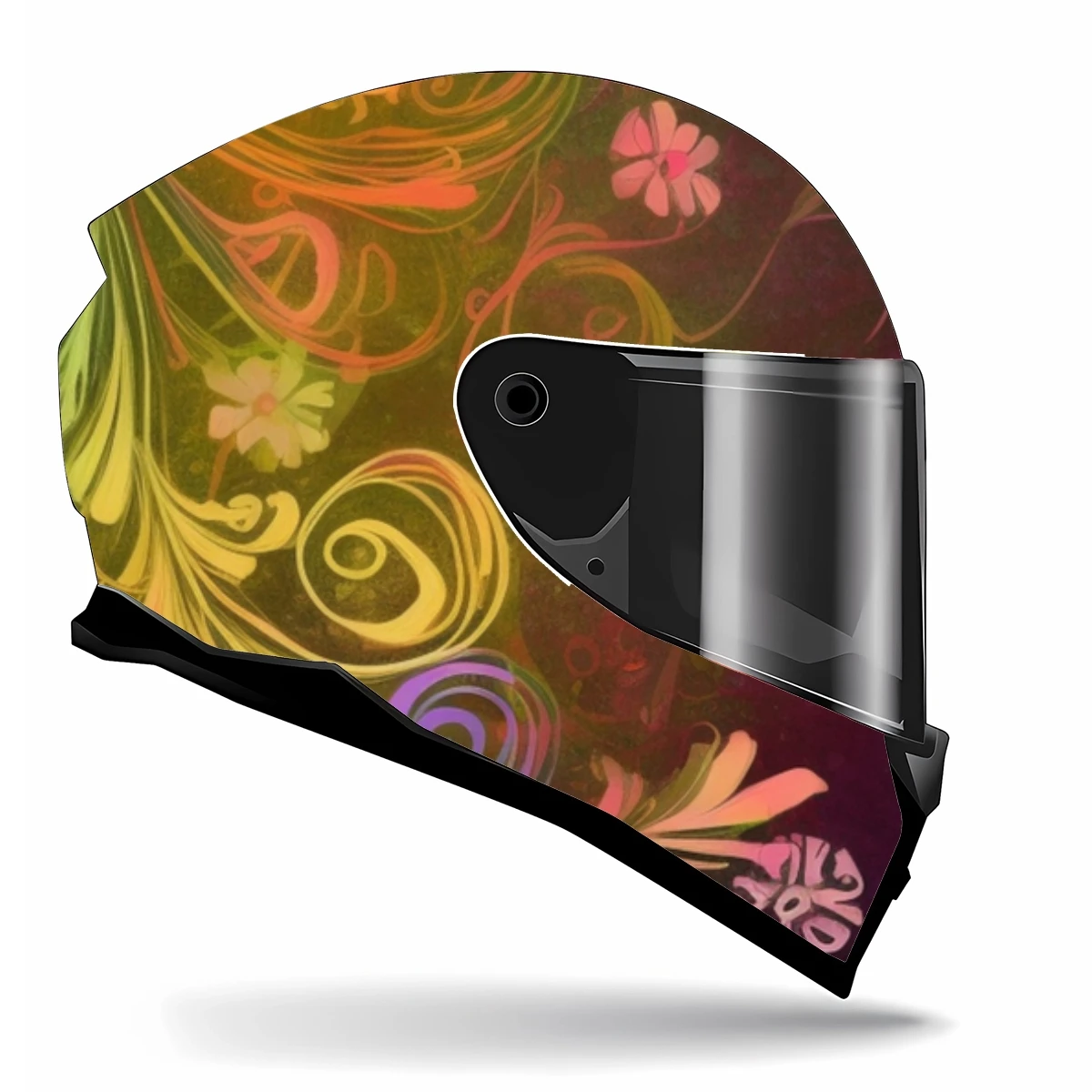 Swirly Floral Full Helmet Wrap Sticker Motorcycle Helmet Racing Graphic Decal Vinyl Wrap Helmet Decorative Sticker