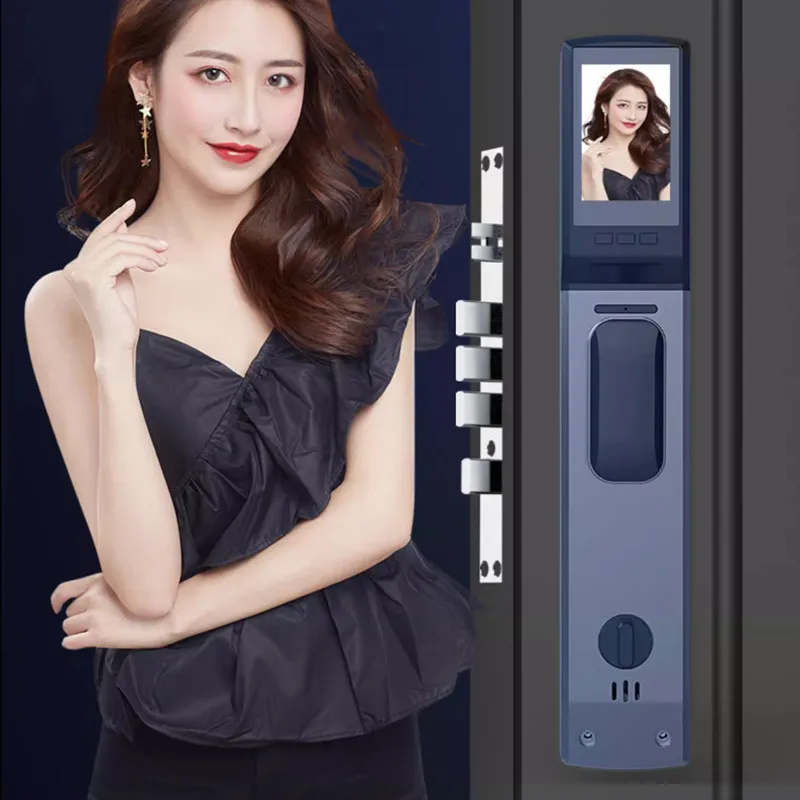 3D Face Recognition Fingerprint Lock, Porta de Segurança Doméstica, Intelligent Door Lock, Cat's Eye, Visible Electronic Password Lock