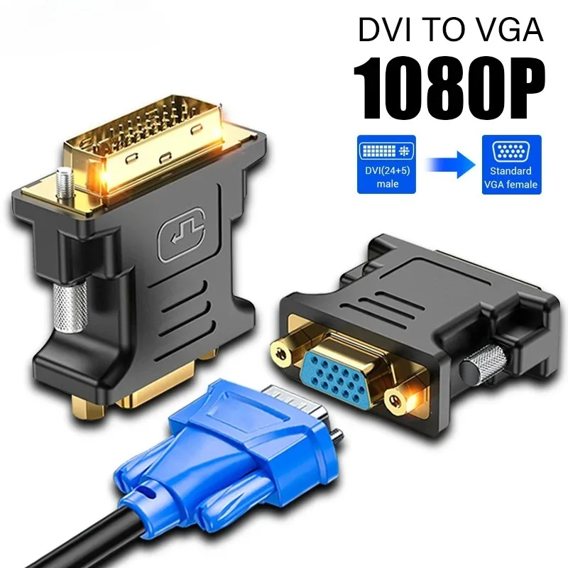 DVI 24+5 to VGA Adapter 1080P DVI-I Male to VGA Female Converter Cable HD Video Graphics Card Sdaptors For PC TV Box Projector