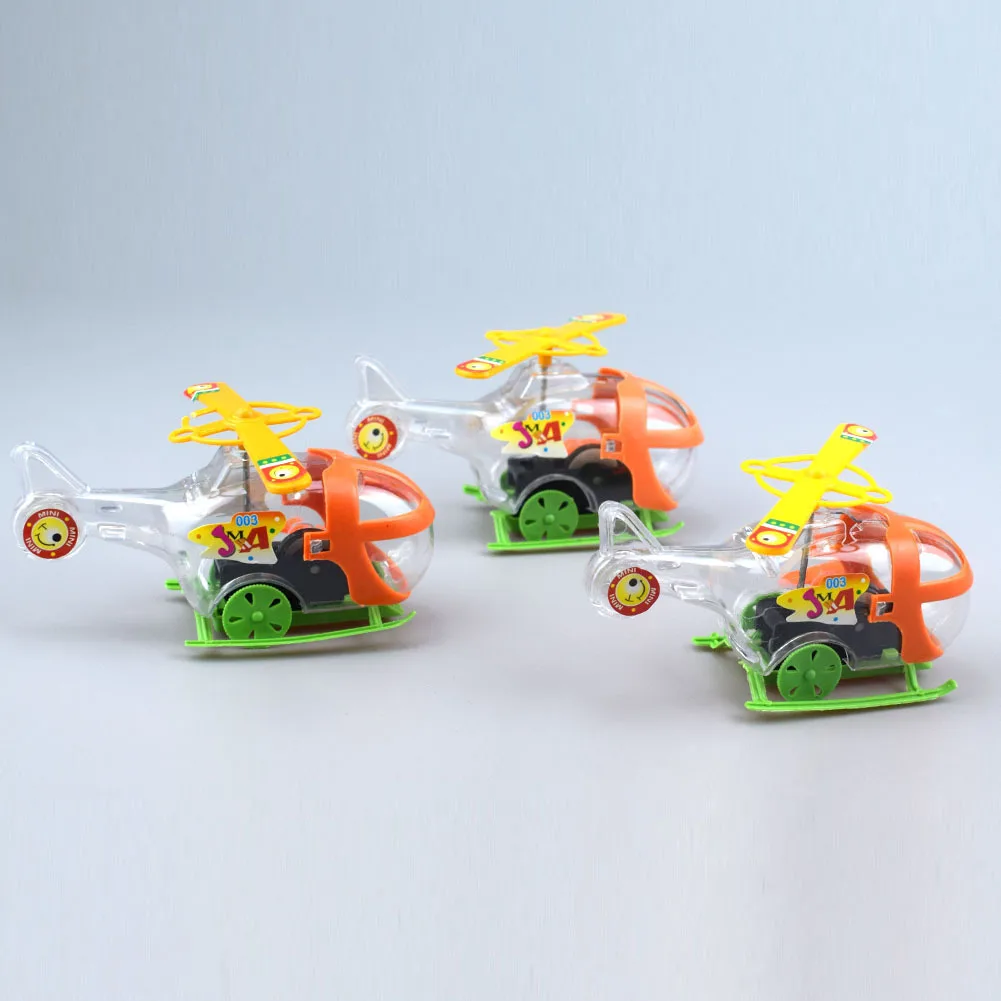1PCS Novelty Creative Clockwork Helicopter Toy Transparent Mini Airplane Children's Educational Fun Toy Color Random