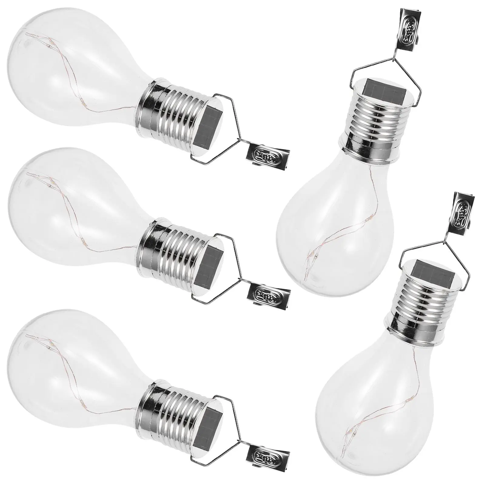 

5pcs Solar Hanging Lights Warm White LED Bulbs Durable Garden Outdoor Decorations Classic Design High Transparency Free