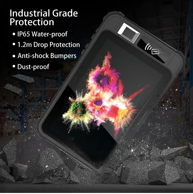 Custom industrial rugged barcode scanner ip65 android tablet pc handheld pda qr code fingerprint nfc reader 8 inch rugged tablet
